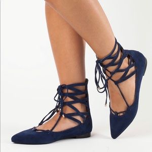 Jeffrey Campbell Navy Suede Atrium Flats